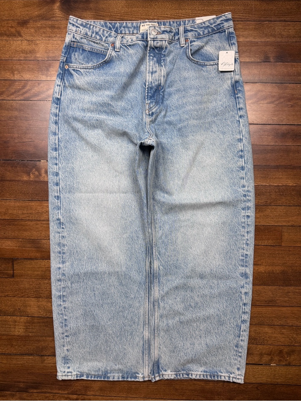 Free People We The Free Deep Trance Boyfriend Jeans Light Acid Wash 32L